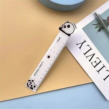 1pc  Acrylic Panda Cartoon Rulers For Students, Office, And Souvenir Use - 5.91inch Creative Shaped Measuring Tools With Cute Panda Designs - Multicolor - View 12