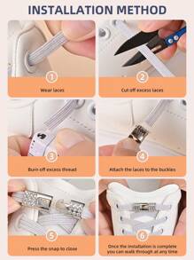 1双仿钻扣弹力免系鞋带，珠光时尚慵懒鞋带，适合运动鞋和休闲鞋 - White-pearly lustre - 查看 6