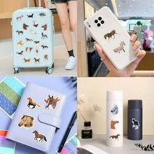 50 PIEZAS Pegatinas de caballos estéticas, pegatinas de vinilo, calcomanías para scrapbook, diario, portátil, parachoques, monopatín, botellas de agua, computadora, teléfono - Multicolor - Ver 7