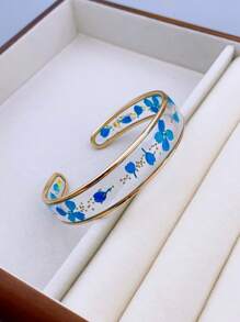 1 件透明树脂干花手镯，适合女性日常佩戴 - 樹脂乾花開口手鐲 - 查看 10