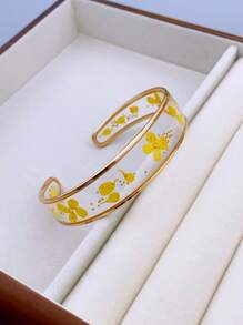 1 件透明树脂干花手镯，适合女性日常佩戴 - 樹脂乾花開口手鐲 - 查看 11