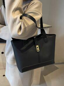 女士休闲拼接拉链单肩包大容量日常使用手提包