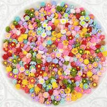 50/100pcs 6mm Flatback Resin Flower Charms Flower Beads Mini Resin Flower Charms Cabochons Mixed Colors Daisy Flower Resin Charms For DIY Art Nails Decor, Hair Clip, Craft Scrapbooking Decor, Phone Cases, Cup Decor - Various Styles Of Mini Flowers - View 4