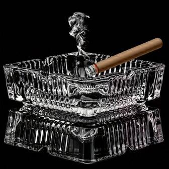 1pc Glass Ashtray, Creative Crystal Ashtray, European Style For Bedroom, Living Room, Office, Square Shaped Ashtray Boy Valentine Heart Women's Valentine