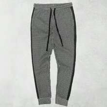Men's Drawstring Waist All Over Print Track Pants Skinny Fit Casual Jogger Sweatpants Side Stripe Elastic Waist And Ankle Lightweight Gym And Fitness - màu đen - Xem 2