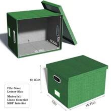 File Organizer Box,Filing Box With Lid,File Box For Letter/Legal File Folder Storage, Portable Hanging File Box For Office/Decor/Home,1 Pack,Black-Box Only - Vivid-green - View 4