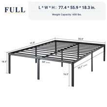 Allewie Metal Platform Bed Frame With Headboard – Twin, Full, Queen, King Sizes, 16.5" Under-Bed Storage, Sturdy Slats, No Box Spring Needed, Easy Assembly * Bed Frame Queen Queen Bed Frame Bed Frame Full Full Size Bed Frame King Size Bed Frame Twin Bed Frame Room Decor Home Decor Christmas Decor Bedroom Decor Valentine Day Decor Storage Living Room Decor Furniture House Decor - 黑色 - 查看 9