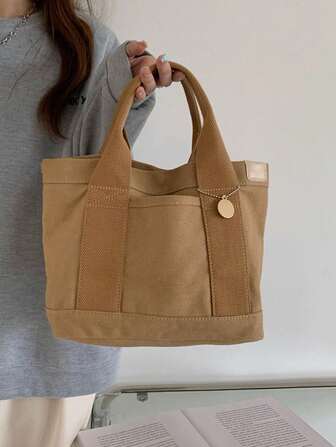 Large Capacity Canvas Tote Bag, Ladies' Lunch Bag, Casual Multifunctional Handbag