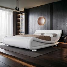 Allewie Full/QueenKing Size Bed Frame With Ergonomic & Adjustable Headboard, Low Profile Modern Upholstered Platform Sleigh Design - Easy Assembly, No Box Spring Required, Black/White/Grey * Bed Frame Queen Queen Bed Frame Bed Frame Full Full Size Bed Frame King Size Bed Frame Twin Bed Frame Room Decor Home Decor Christmas Decor Bedroom Decor Valentine Day Decor Storage Living Room Decor Furniture House Decor - trắng - Xem 1