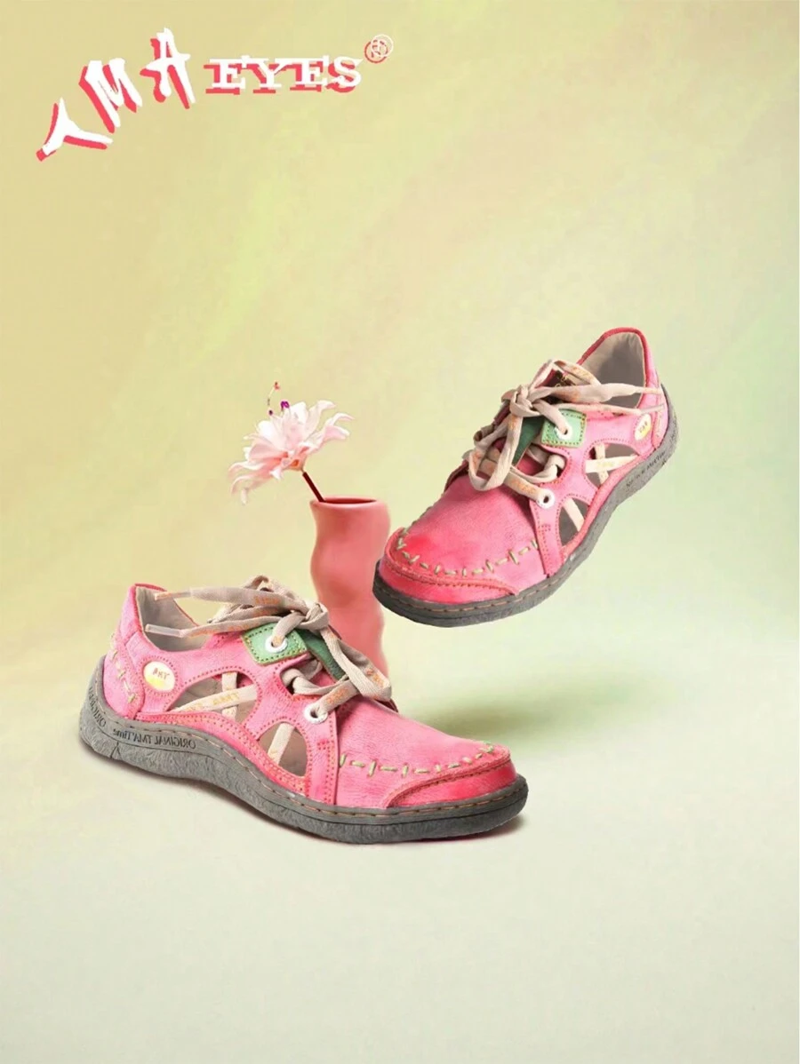 1 Pair Of Women's Breathable Moisture-Wicking Non-Slip Wear-Resistant Sports Casual Shoes - Đỏ - Xem 1