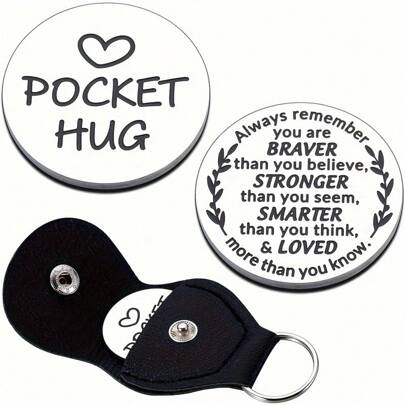 1pc Pocket Hug Token Keychain Pendant - Compact Inspirational Accessory For Motivation And Support - Perfect Encouragement Gift For Men, Friends, Family, Or Loved Ones School Letter Car Accessories Cute Goth Y2k