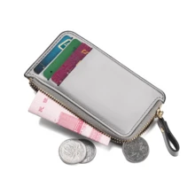 1 chiếc ví đựng tiền xu có khóa kéo mới cho nam, đựng thẻ thanh thiếu niên chống khử từ siêu mỏng, quà tặng Tết Nguyên đán, ngày lễ tình nhân, du lịch mùa xuân/hè - màu đen - Xem 1