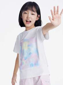 Annil EG421157 Roupa Infantil Camisa de Malha de Manga Curta com Estampa Bordada de Concha e Gola Redonda, Camiseta de Verão Nova Casual para Meninos e Meninas, Superior Fresco e Doce e Versátil