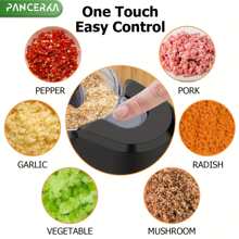 PANCERKA 电动蔬菜切碎机、食品加工机、电动食物切碎机、厨房搅拌机和婴儿食品加工机、1.5 杯搅拌研磨机，用于切丁、切碎和制成泥，黑色（欧盟插头）