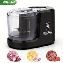 PANCERKA 电动蔬菜切碎机、食品加工机、电动食物切碎机、厨房搅拌机和婴儿食品加工机、1.5 杯搅拌研磨机，用于切丁、切碎和制成泥，黑色（欧盟插头）