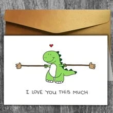 1 张趣味创意情人节卡片，可爱恐龙印花卡片，周年纪念卡片，送给男朋友和女朋友的完美情人节礼物，圣诞节