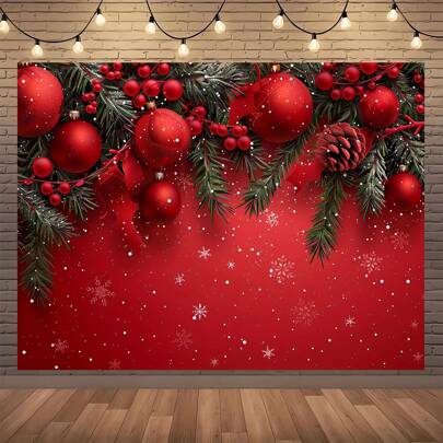 1pc,Sparkling Snowflake Christmas Backdrop - Versatile Polyester Photography Background For Holiday, New Year'S Eve, Birthday Parties & Photo Booths Holiday Decorations Winter Wonderland Decorations,Christmas