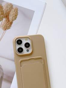 1pc Oil Spraying Card Holder Phone Case With Lanyard Hole, Compatible With IPhone 15/15Pro/15Pro Max/15Plus/11/12/13/14/XS/XR/11Pro/11Pro Max/12Pro/12Pro Max/13Pro/13Pro Max/14Pro/14Pro Max/14Plus/7Plus/8Plus/8/SE2 - Multicolor - View 2