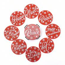 8 件钻石艺术杯垫套装带支架 - DIY 钻石艺术杯垫、防滑饮料杯垫、圣诞节假期钻石套装、圣诞礼物、节日装饰