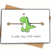 1 张趣味创意情人节卡片，可爱恐龙印花卡片，周年纪念卡片，送给男朋友和女朋友的完美情人节礼物，圣诞节