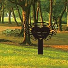 1pc Acrylic Trang trí nghĩa trang cho mộ, Trang trí mộ không thấm nước, Bia mộ cho nghĩa trang cho con người, Bia mộ chia buồn cho vườn, Trang trí mộ Ngày của Mẹ, Tôi có một thiên thần trên thiên đường, Cọc mộ chia buồn cho vườn - màu đen - Xem 8