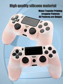 浅粉色碰撞色软橡胶硅胶保护壳兼容 PS4 控制器，防汗防滑