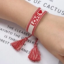 欧美风格编织带字母刺绣流苏情侣手链 - 編織手鍊 - 查看 12