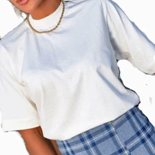 WOMEN'S T-SHIRT, HIGH NECK, SHORT SLEEVE - White - View 3