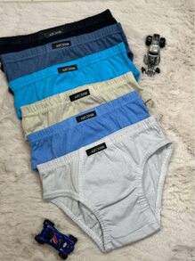 Kit Of 3 Plain Children's Briefs, California Cotton, Double Stitching, Built-In Elastic - Multicolor - View 5