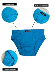 Kit Of 3 Plain Children's Briefs, California Cotton, Double Stitching, Built-In Elastic - Multicolor - View 6