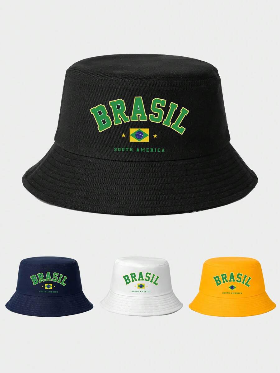 1 chiếc mũ chống nắng ngoài trời mùa xuân/hè, mũ du lịch chống tia UV dành cho nữ, in hình quốc kỳ Brazil năm 1938, mũ tai bèo unisex kiểu Y2K - in - Xem 1