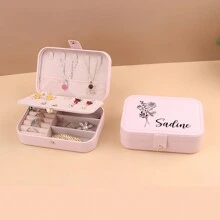1 Stück personalisierte Blumen und Namen Schmuckaufbewahrungsbox für Damen, modischer personalisierter Leder Schmuckorganizer, perfektes Geschenk für Frauen, Mutter, Freundin, Jahrestag.