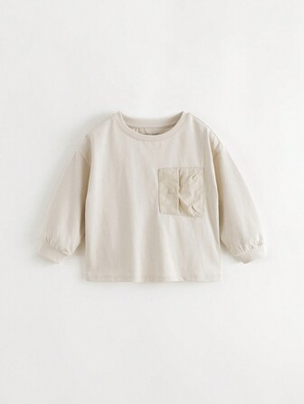 MARC&JANIE 年轻男孩休闲户外大口袋圆领长袖 T 恤，秋季