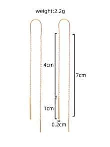 1 Pair Fashionable Minimalist Fresh Tassel Pierced Long Dangle Earrings, Gift For Women