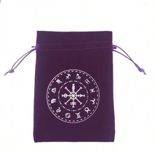1pc Thick Velvet Tarot Oracle Card Pouch Drawstring Storage Bag Handbag Divination Game Energy Stone Small Items Storage Bag Easter Christmas Halloween Gift Bag Back To School