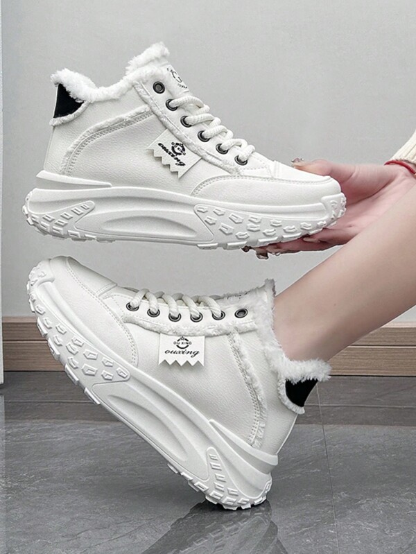 2024 Winter Frauen Lässig Schuhe mit hohem Schaft und dicker Sohle, wärmeisoliert, rutschfest für Outdoor, modische klobige Sneaker