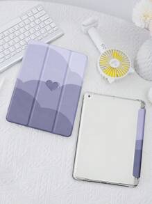 Valentines Heart Color Block Pattern Case Compatible With IPad With Pen Holder,Supports Automatic Sleep/Wake Lid - Multicolor - View 3