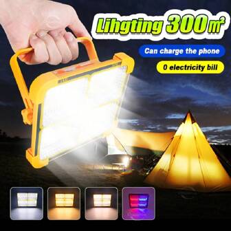 Luce solare ultrabrillante da 7800 mAh con 264/336 LED, ricaricabile USB, luce portatile multifunzionale da esterni, resistente all'acqua, per campeggio, tenda, giardino, garage
