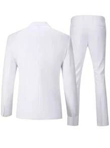 Men's Slim Fit 3 Piece Suit One Button Blazer Jacket Vest Pants Set Square Pocket Suitable For Party Commuting Daily Wear Concert Graduation Season Size XS-3XL Spring New Products Winter Suit Sets For Wedding Dress Concert  Graduation Season - 白色 - 查看 2