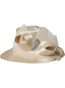 HIMESPORT Mũ tiệc cưới cô dâu cho phụ nữ Mũ nồi thời trang thanh lịch vành rộng phẳng có tấm che nắng Mũ lưỡi trai trang trọng cho nữ - màu đặc - Xem 8