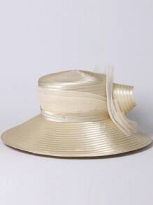 HIMESPORT Mũ tiệc cưới cô dâu cho phụ nữ Mũ nồi thời trang thanh lịch vành rộng phẳng có tấm che nắng Mũ lưỡi trai trang trọng cho nữ - màu đặc - Xem 9