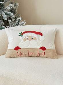 1 pièce Housse de coussin brodée avec Père Noël et bonhomme de neige, décoration de maison pour chambre à coucher, salon, fête - Multicolore - Voir 6