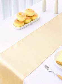 2pcs/5pcs/10pcs Champagne Satin Table Runners For Hotel Event Birthday Banquet Silk Ribbon Table Flags Party Wedding Decoration Table Runners - Champagne - View 4