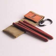 1pc Foldable Wooden Chopsticks With Storage Bag - Red Oak - Maroon - View 7