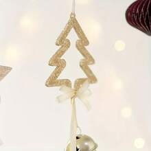 1 dây chuông trang trí Giáng sinh với hình thiên thần năm cánh và mặt dây chuyền chuông cây thông Noel để trang trí cây thông Noel ngày lễ, trang trí phòng, trang trí nhà cửa, trang trí cảnh, trang trí lễ hội, trang trí ngày lễ, trang trí Giáng sinh, quà tặng Giáng sinh - Vàng - Xem 2