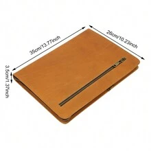 YUNRUX Safekeepers Konferenzmappe A4 Leder,Schreibmappe a4  a4 Leder ringbuch, Legierter Doppel-Reißverschluss Arbeitsmappe aus Leder, Geschenk für ihn Schwarz mit Prägung,Braun - Braun - Übersicht 2