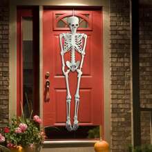 5.4FT Poseable Skeleton Prop Life Size Plastic Halloween Human Bones Skeleton Party Supplies - 白色 - 查看 2