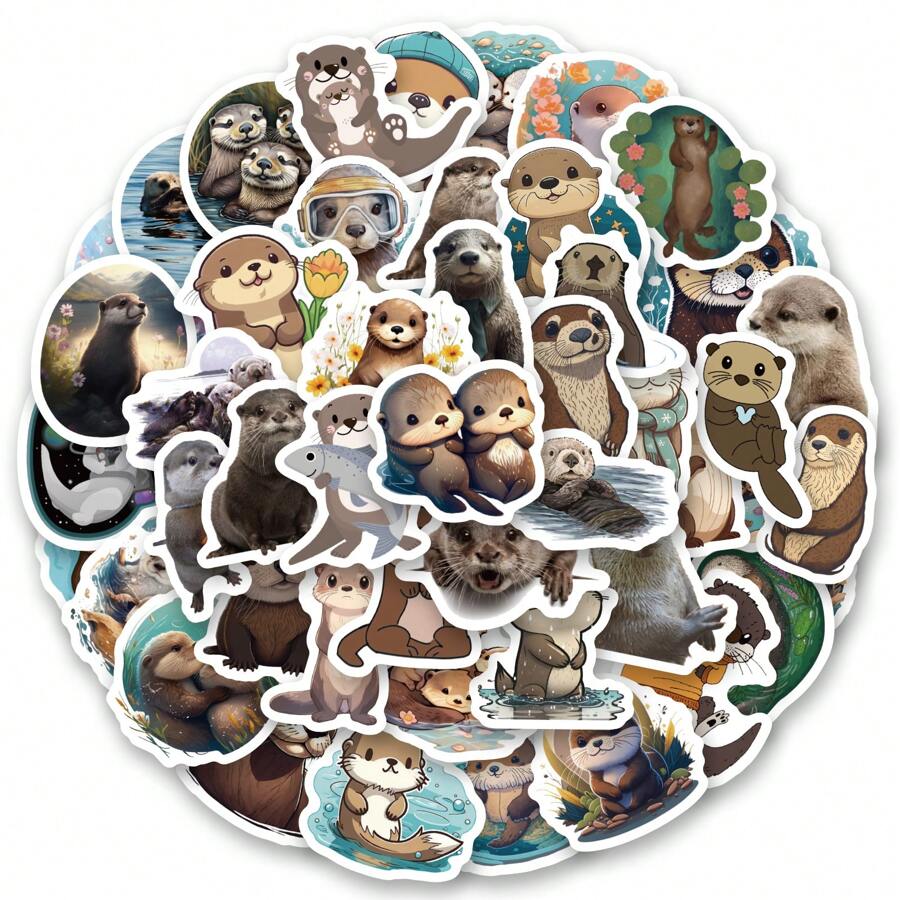 53PCS Charming Otter Stickers Aesthetic Vinyl Stickers High Quality Stickers Decals Scrapbook,Journaling,Laptop,Bumper,Skateboard,Water Bottles,Computer,Phone Stickers Can Bring A Lot Of Fun To Your Life,Perfect Gifts For Adults&Kids Back To School - Multicolor - View 1