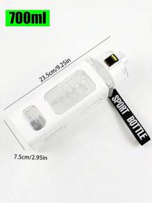 1pc 700ml Sports Water Bottle, Portable Straw Cup - White - View 2