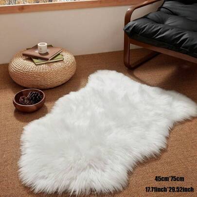 1 st svart fuskpälsmatta, liten enfärgad matta, plyschig mjuk konstpälsmatta i fårskinn, lätt att rengöra och förvara, maskintvättbar shagmatta, lämplig för vardagsrum, sovrum, soffdekor, sängmatta och fler scenarier